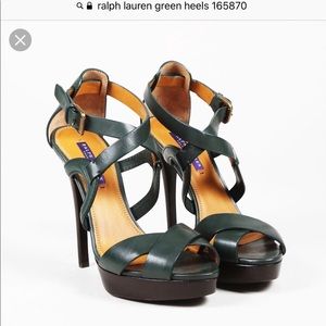 Ralph Lauren green straps heels